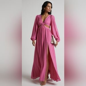 MAXI DRESS - SIDE CUT OUT BALLOON SLEEVE DRESS